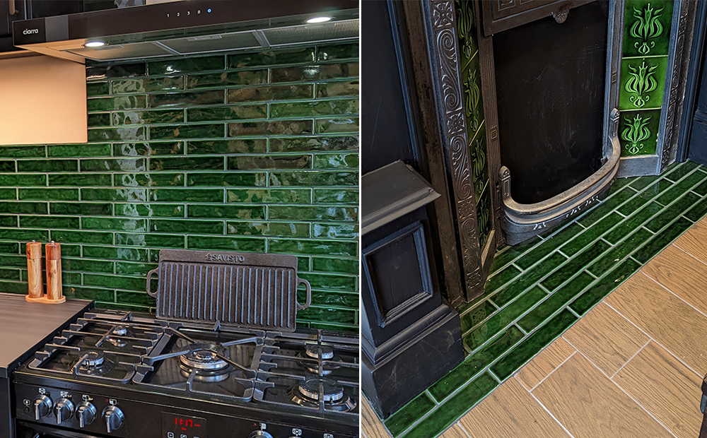 Horizontal heritage bottle green metro tiles